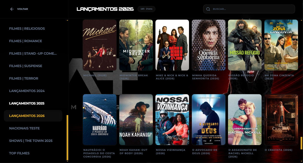 Catálogo RΛ+ com lançamentos de filmes